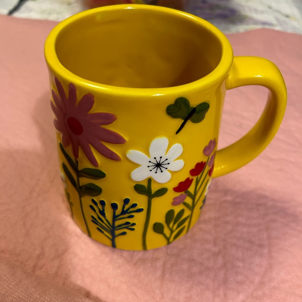 Lang Spring Flower 4” Coffee Mug Yellow Ceramic